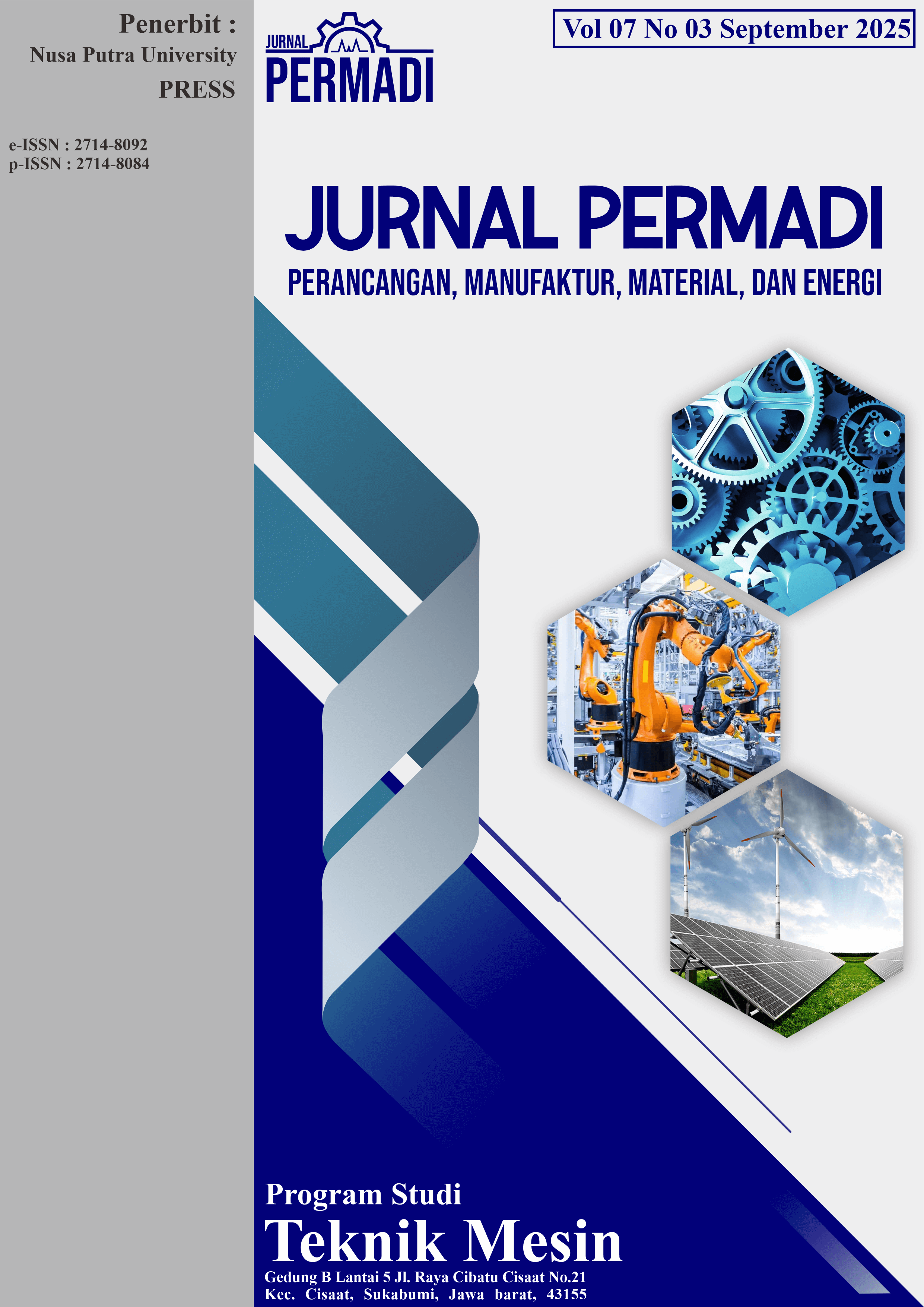 Jurnal Permadi: Perancangan, Manufaktur, Material dan Energi